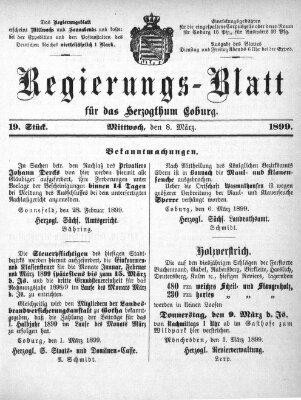 Regierungs-Blatt für das Herzogtum Coburg (Coburger Regierungs-Blatt) Mittwoch 8. März 1899