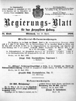 Regierungs-Blatt für das Herzogtum Coburg (Coburger Regierungs-Blatt) Mittwoch 19. April 1899