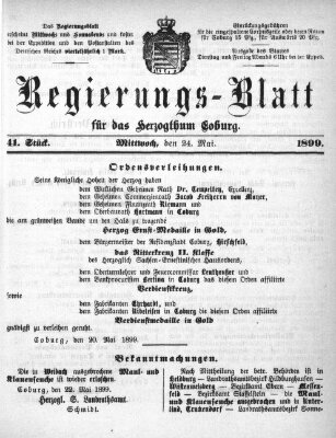 Regierungs-Blatt für das Herzogtum Coburg (Coburger Regierungs-Blatt) Mittwoch 24. Mai 1899