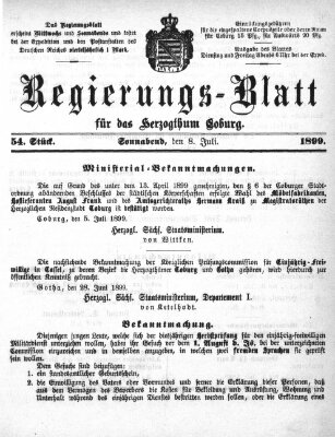 Regierungs-Blatt für das Herzogtum Coburg (Coburger Regierungs-Blatt) Samstag 8. Juli 1899