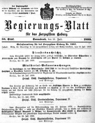 Regierungs-Blatt für das Herzogtum Coburg (Coburger Regierungs-Blatt) Samstag 22. Juli 1899