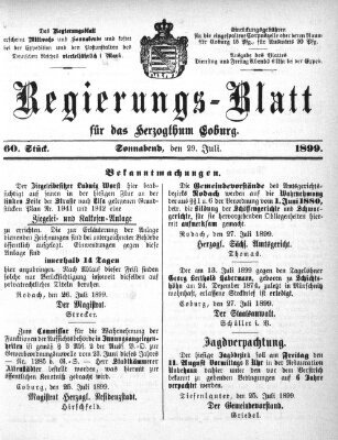 Regierungs-Blatt für das Herzogtum Coburg (Coburger Regierungs-Blatt) Samstag 29. Juli 1899