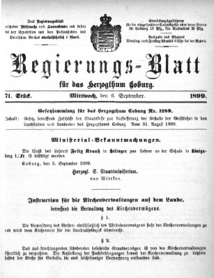 Regierungs-Blatt für das Herzogtum Coburg (Coburger Regierungs-Blatt) Mittwoch 6. September 1899