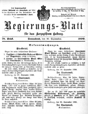 Regierungs-Blatt für das Herzogtum Coburg (Coburger Regierungs-Blatt) Samstag 30. September 1899
