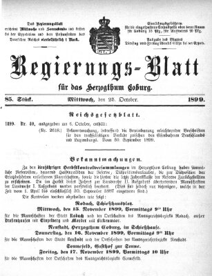 Regierungs-Blatt für das Herzogtum Coburg (Coburger Regierungs-Blatt) Mittwoch 25. Oktober 1899