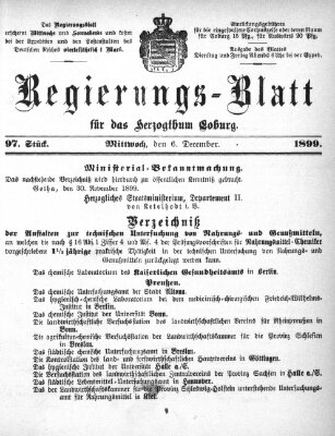 Regierungs-Blatt für das Herzogtum Coburg (Coburger Regierungs-Blatt) Mittwoch 6. Dezember 1899