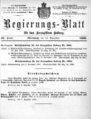 Regierungs-Blatt für das Herzogtum Coburg (Coburger Regierungs-Blatt) Mittwoch 13. Dezember 1899