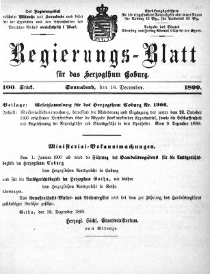 Regierungs-Blatt für das Herzogtum Coburg (Coburger Regierungs-Blatt) Samstag 16. Dezember 1899