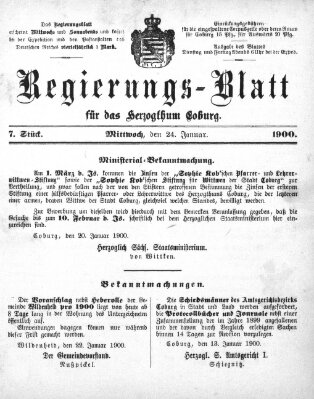 Regierungs-Blatt für das Herzogtum Coburg (Coburger Regierungs-Blatt) Mittwoch 24. Januar 1900