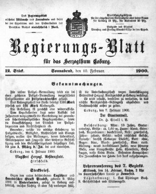 Regierungs-Blatt für das Herzogtum Coburg (Coburger Regierungs-Blatt) Samstag 10. Februar 1900