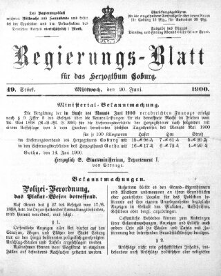 Regierungs-Blatt für das Herzogtum Coburg (Coburger Regierungs-Blatt) Mittwoch 20. Juni 1900