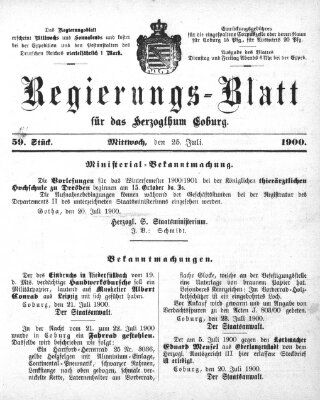 Regierungs-Blatt für das Herzogtum Coburg (Coburger Regierungs-Blatt) Mittwoch 25. Juli 1900