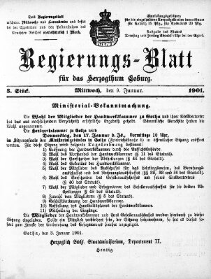 Regierungs-Blatt für das Herzogtum Coburg (Coburger Regierungs-Blatt) Wednesday 9. January 1901