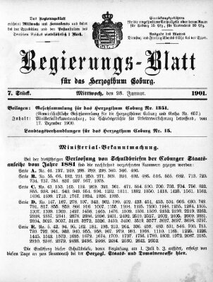 Regierungs-Blatt für das Herzogtum Coburg (Coburger Regierungs-Blatt) Mittwoch 23. Januar 1901