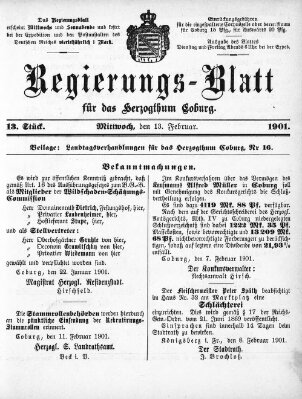 Regierungs-Blatt für das Herzogtum Coburg (Coburger Regierungs-Blatt) Mittwoch 13. Februar 1901