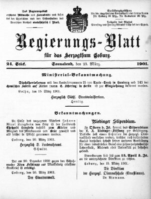 Regierungs-Blatt für das Herzogtum Coburg (Coburger Regierungs-Blatt) Samstag 23. März 1901