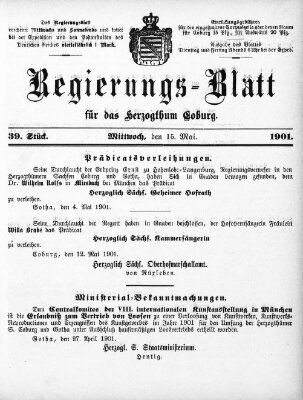 Regierungs-Blatt für das Herzogtum Coburg (Coburger Regierungs-Blatt) Mittwoch 15. Mai 1901