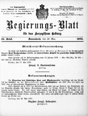 Regierungs-Blatt für das Herzogtum Coburg (Coburger Regierungs-Blatt) Samstag 25. Mai 1901