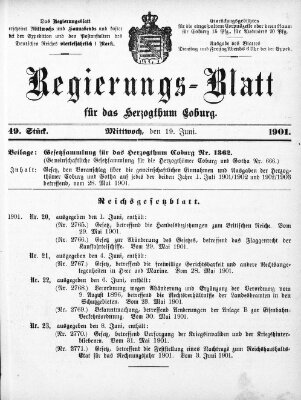 Regierungs-Blatt für das Herzogtum Coburg (Coburger Regierungs-Blatt) Mittwoch 19. Juni 1901