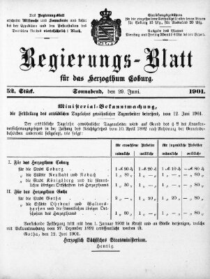 Regierungs-Blatt für das Herzogtum Coburg (Coburger Regierungs-Blatt) Samstag 29. Juni 1901