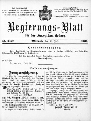 Regierungs-Blatt für das Herzogtum Coburg (Coburger Regierungs-Blatt) Mittwoch 10. Juli 1901