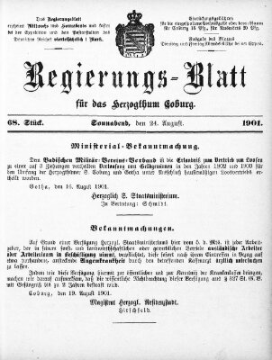 Regierungs-Blatt für das Herzogtum Coburg (Coburger Regierungs-Blatt) Samstag 24. August 1901