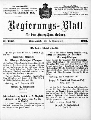 Regierungs-Blatt für das Herzogtum Coburg (Coburger Regierungs-Blatt) Samstag 7. September 1901