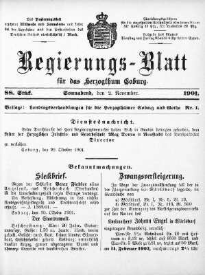 Regierungs-Blatt für das Herzogtum Coburg (Coburger Regierungs-Blatt) Samstag 2. November 1901