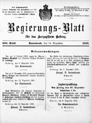 Regierungs-Blatt für das Herzogtum Coburg (Coburger Regierungs-Blatt) Samstag 14. Dezember 1901