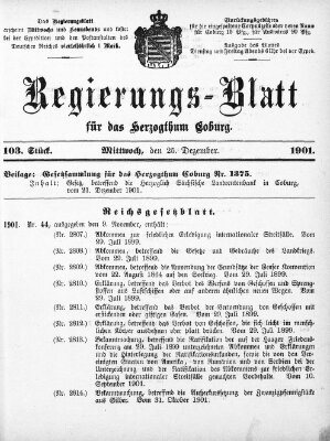 Regierungs-Blatt für das Herzogtum Coburg (Coburger Regierungs-Blatt) Mittwoch 25. Dezember 1901