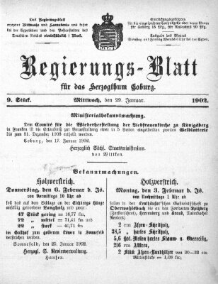 Regierungs-Blatt für das Herzogtum Coburg (Coburger Regierungs-Blatt) Mittwoch 29. Januar 1902