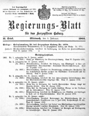 Regierungs-Blatt für das Herzogtum Coburg (Coburger Regierungs-Blatt) Mittwoch 5. Februar 1902