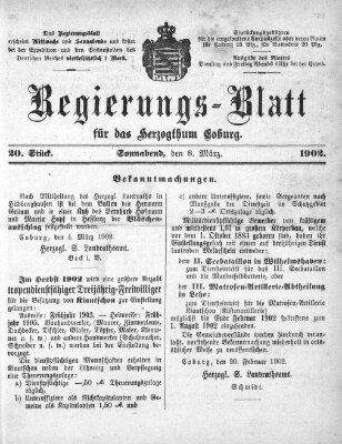 Regierungs-Blatt für das Herzogtum Coburg (Coburger Regierungs-Blatt) Samstag 8. März 1902