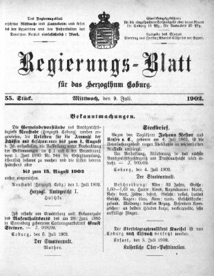 Regierungs-Blatt für das Herzogtum Coburg (Coburger Regierungs-Blatt) Mittwoch 9. Juli 1902