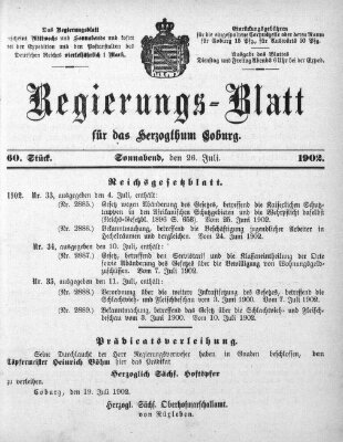 Regierungs-Blatt für das Herzogtum Coburg (Coburger Regierungs-Blatt) Mittwoch 23. Juli 1902