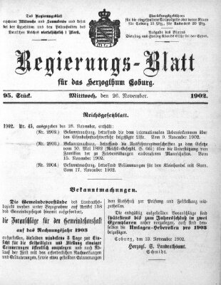 Regierungs-Blatt für das Herzogtum Coburg (Coburger Regierungs-Blatt) Mittwoch 26. November 1902