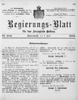 Regierungs-Blatt für das Herzogtum Coburg (Coburger Regierungs-Blatt) Samstag 9. Juli 1904