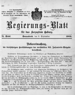 Regierungs-Blatt für das Herzogtum Coburg (Coburger Regierungs-Blatt) Samstag 3. September 1904