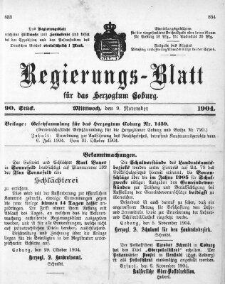 Regierungs-Blatt für das Herzogtum Coburg (Coburger Regierungs-Blatt) Mittwoch 9. November 1904