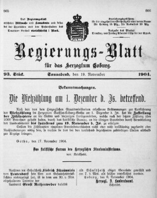 Regierungs-Blatt für das Herzogtum Coburg (Coburger Regierungs-Blatt) Samstag 19. November 1904