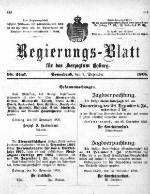 Regierungs-Blatt für das Herzogtum Coburg (Coburger Regierungs-Blatt) Samstag 2. Dezember 1905