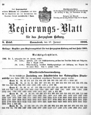 Regierungs-Blatt für das Herzogtum Coburg (Coburger Regierungs-Blatt) Samstag 27. Januar 1906