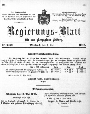 Regierungs-Blatt für das Herzogtum Coburg (Coburger Regierungs-Blatt) Mittwoch 9. Mai 1906