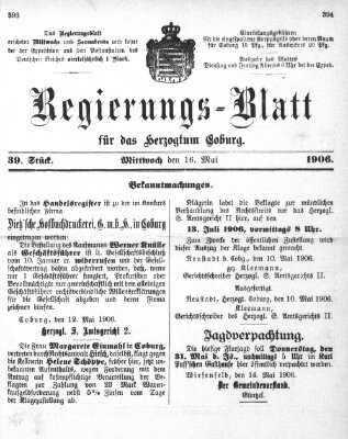 Regierungs-Blatt für das Herzogtum Coburg (Coburger Regierungs-Blatt) Mittwoch 16. Mai 1906