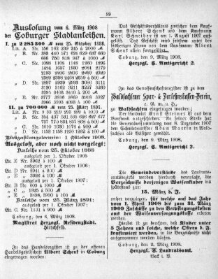 Regierungs-Blatt für das Herzogtum Coburg (Coburger Regierungs-Blatt) Samstag 14. März 1908