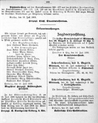 Regierungs-Blatt für das Herzogtum Coburg (Coburger Regierungs-Blatt) Samstag 18. Juli 1908