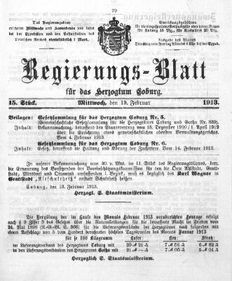 Regierungs-Blatt für das Herzogtum Coburg (Coburger Regierungs-Blatt) Mittwoch 19. Februar 1913