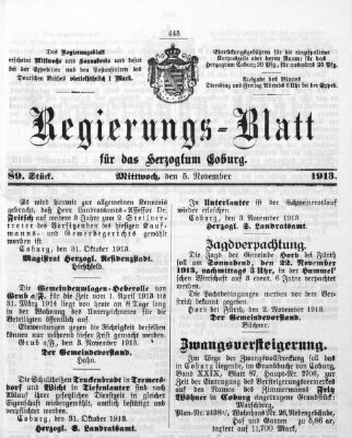 Regierungs-Blatt für das Herzogtum Coburg (Coburger Regierungs-Blatt) Mittwoch 5. November 1913