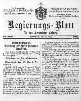 Regierungs-Blatt für das Herzogtum Coburg (Coburger Regierungs-Blatt) Mittwoch 12. Mai 1915