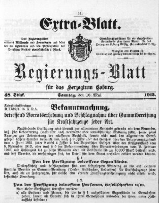 Regierungs-Blatt für das Herzogtum Coburg (Coburger Regierungs-Blatt) Sonntag 16. Mai 1915